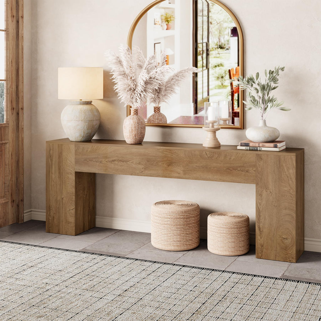 86-Inch Natural Oak Brown Console Table U877