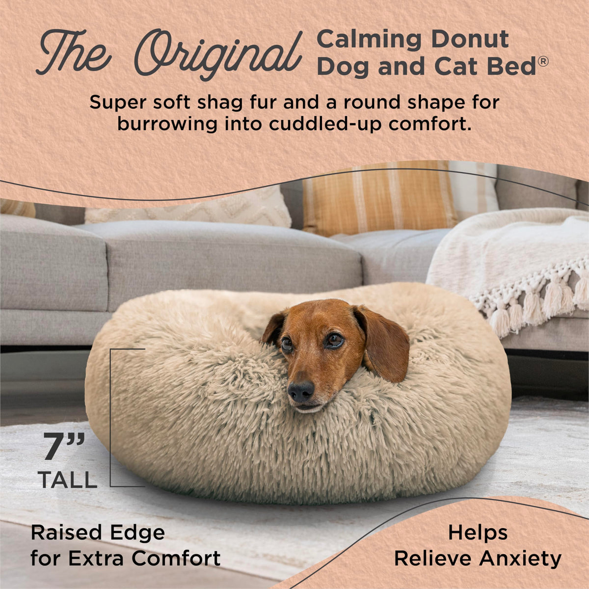 Small Taupe Dog Bed T2371