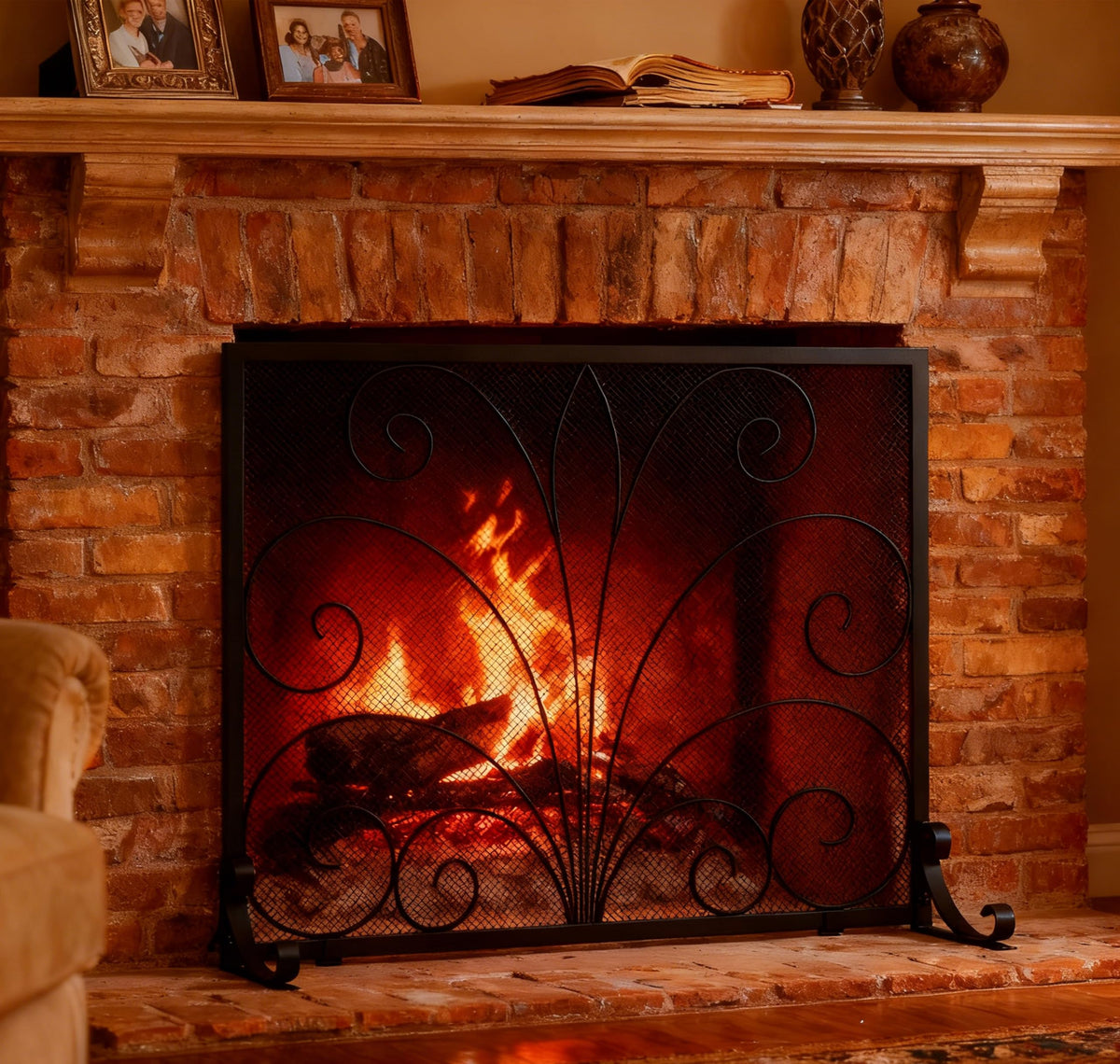 Wrought Iron Single Panel Fireplace Screen O716269
