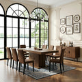 Brown 9 Piece Extendable Dining Table Set with 8 Suede Chairs A8405