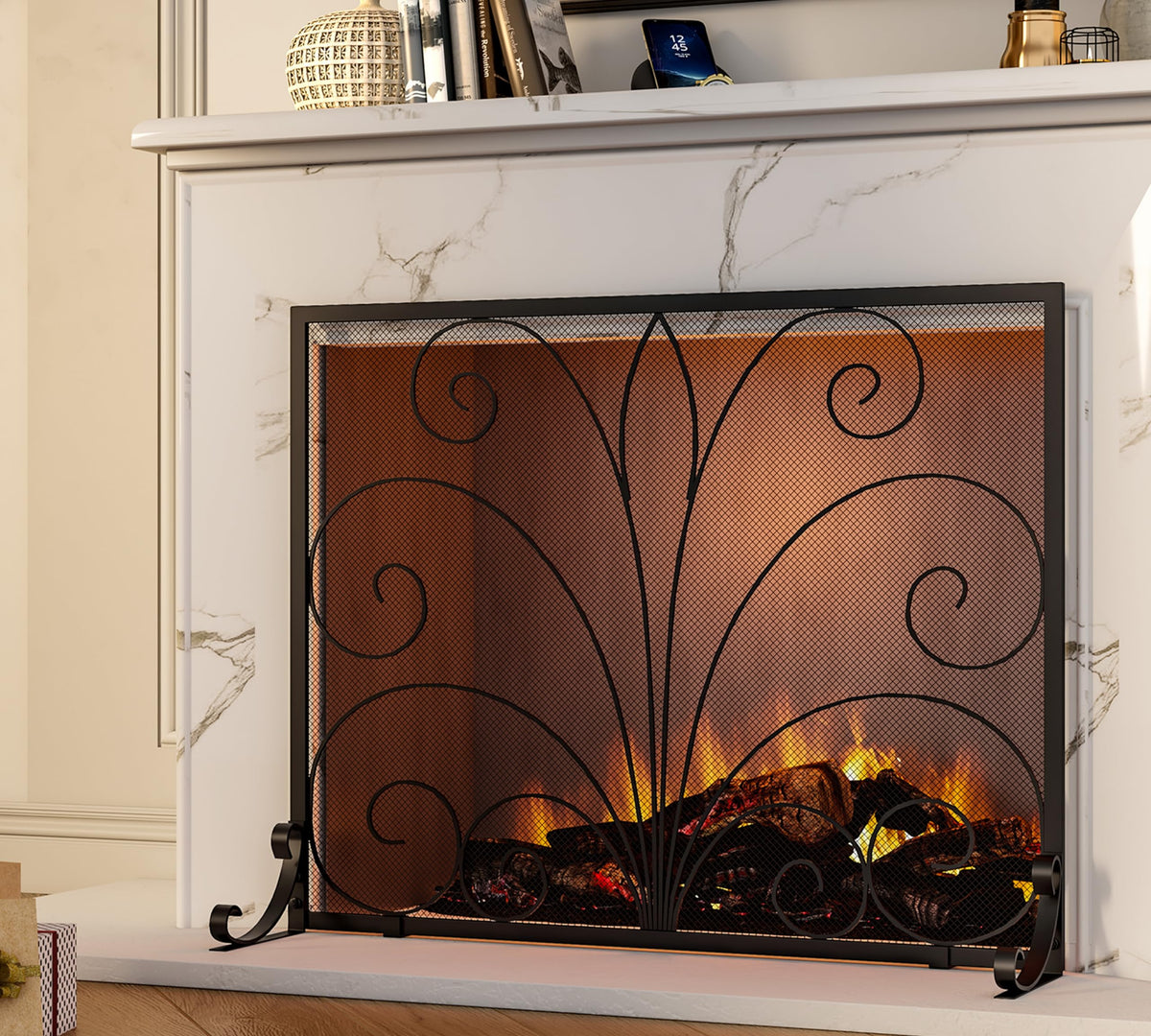 Wrought Iron Single Panel Fireplace Screen O716269