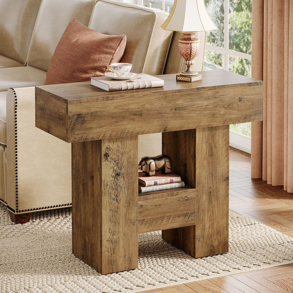 2-Tier Narrow Side Table with Storage Shelf M71208