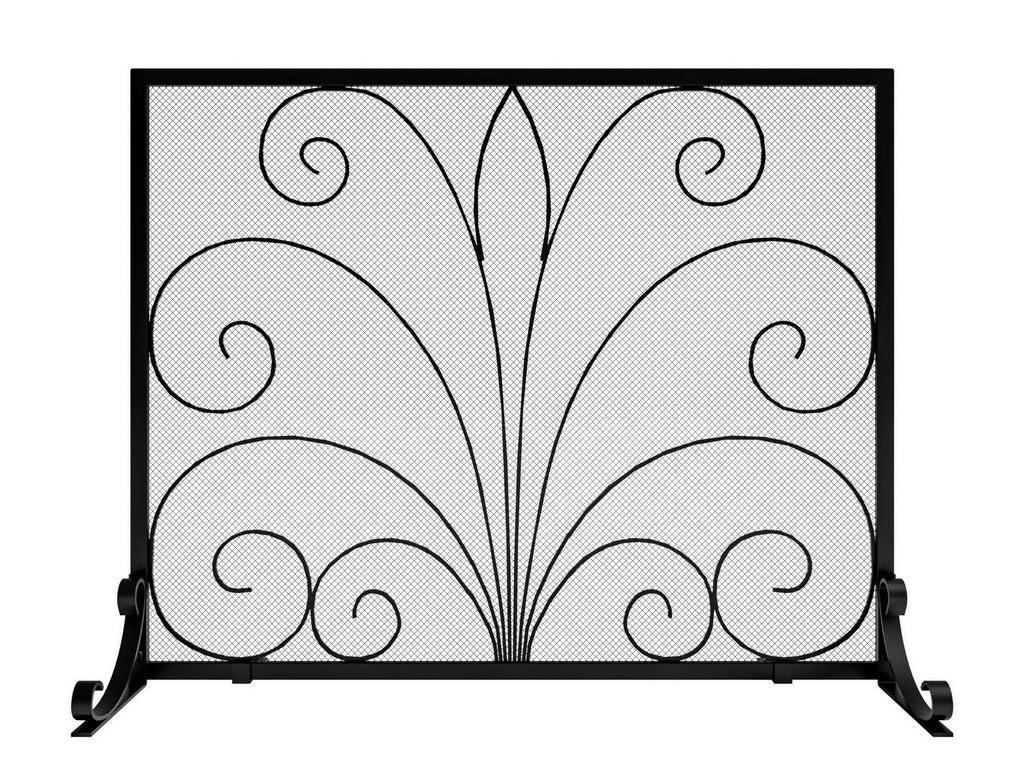 Wrought Iron Single Panel Fireplace Screen O716269