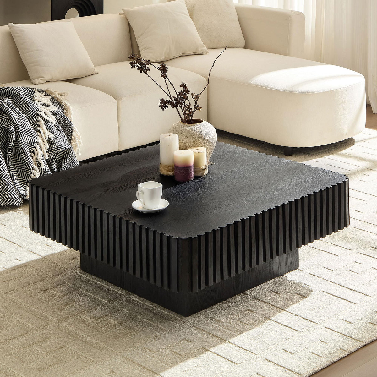 35.43" Square Wood Coffee Table I5657