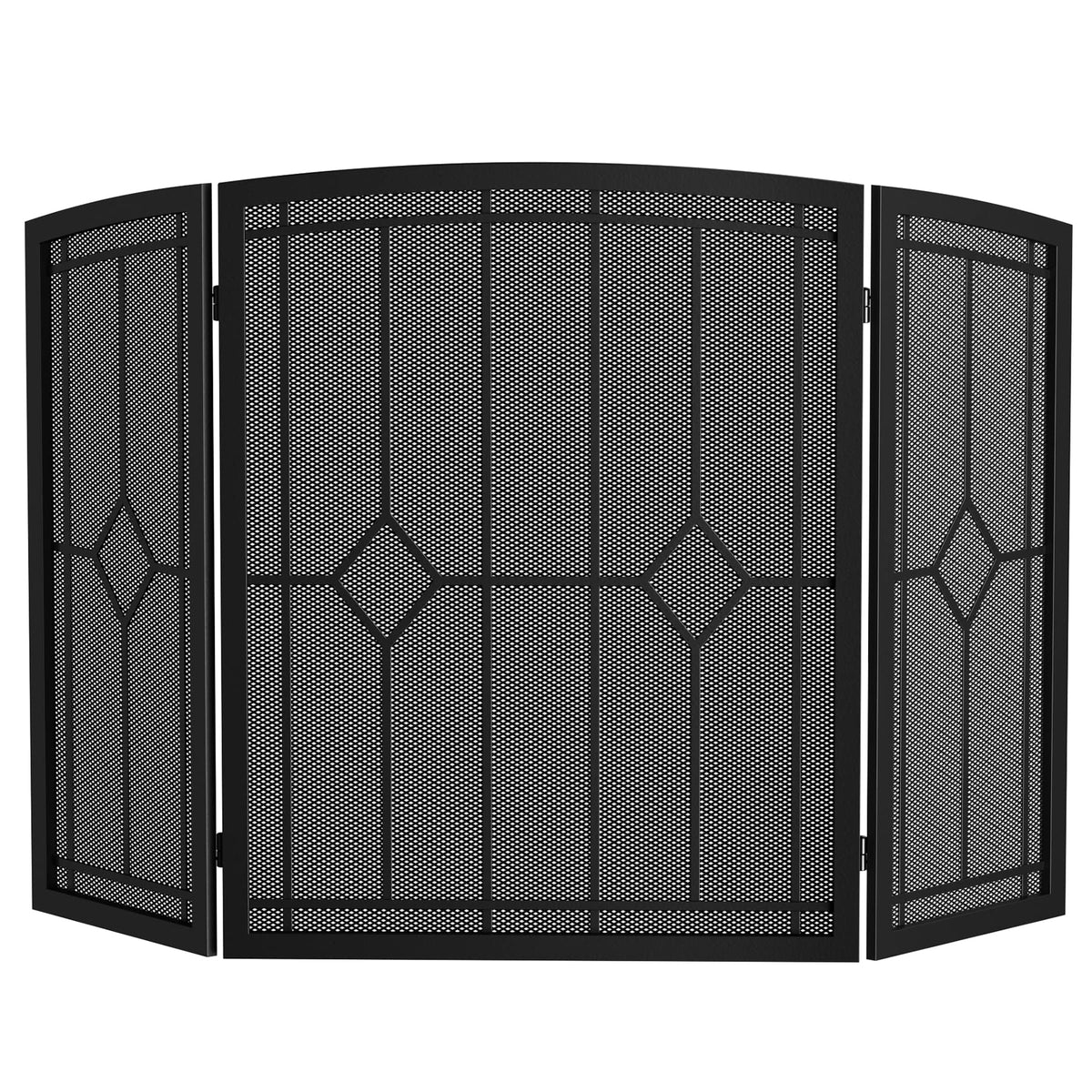 Wrought Iron Fireplace Screen 48"x30" Black Spark Guard E128694