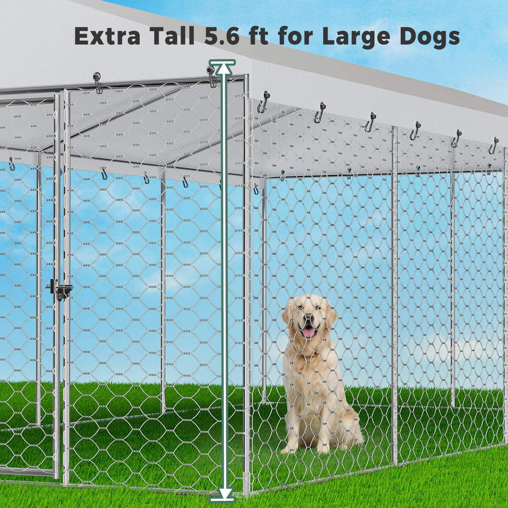20×10×5.6FT Outdoor Dog Kennel with Bowls S6988
