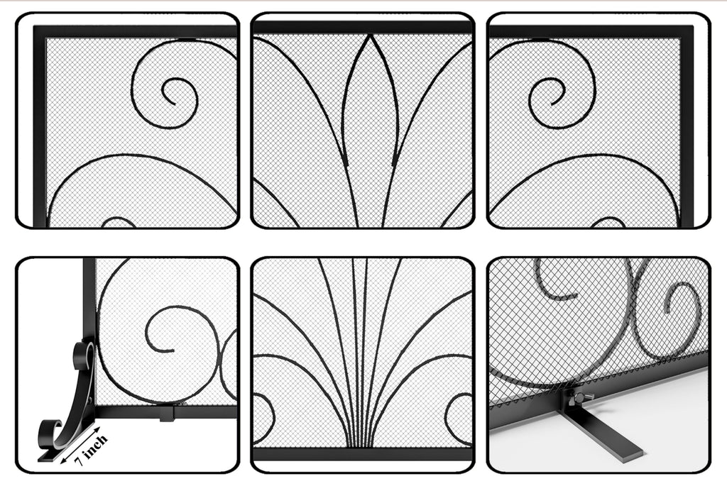 Wrought Iron Single Panel Fireplace Screen O716269